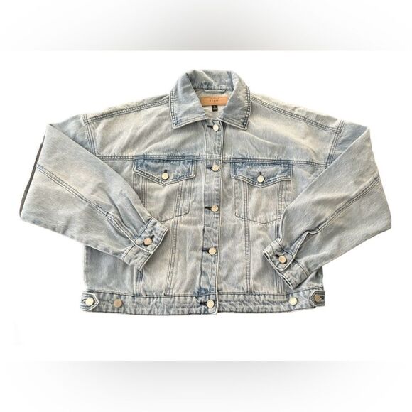 BlankNYC Steal the Show Blue Denim Jacket Drop Shoulder Trucker Jacket SZ Small - Picture 1 of 5